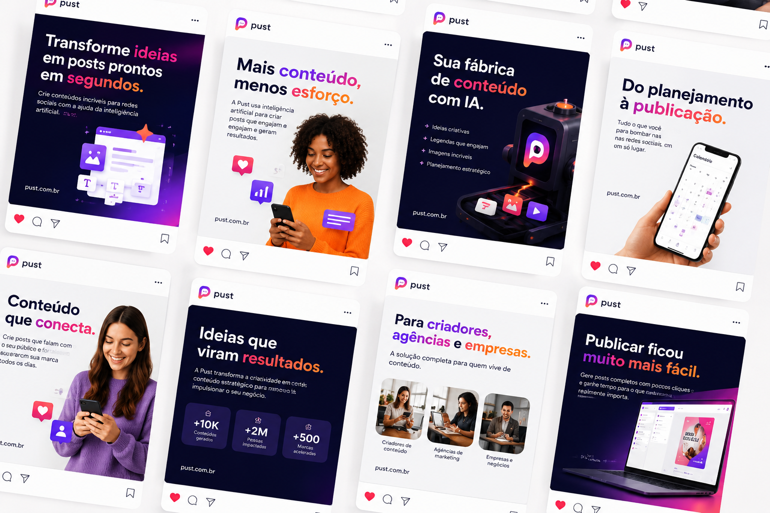 Lista de posts agendados na Pust
